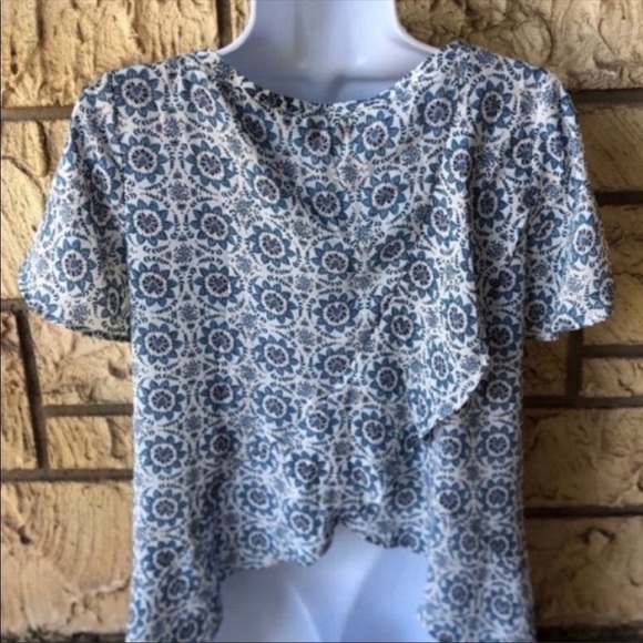 Loft Floral Blouse Flutter Sleeve Top Oversized Size XSP / NWOT - Picture 6 of 10